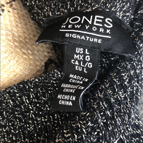 Jones new york women’s Sz L black silver  blouse - Picture 5 of 8
